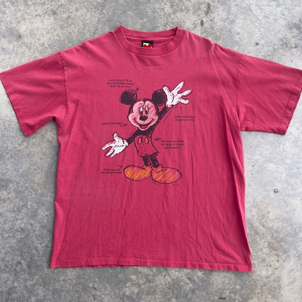 Mickey Unlimited Mickey Mouse T-Shirt Mens XL Red Vintage Sketch Single Stitch